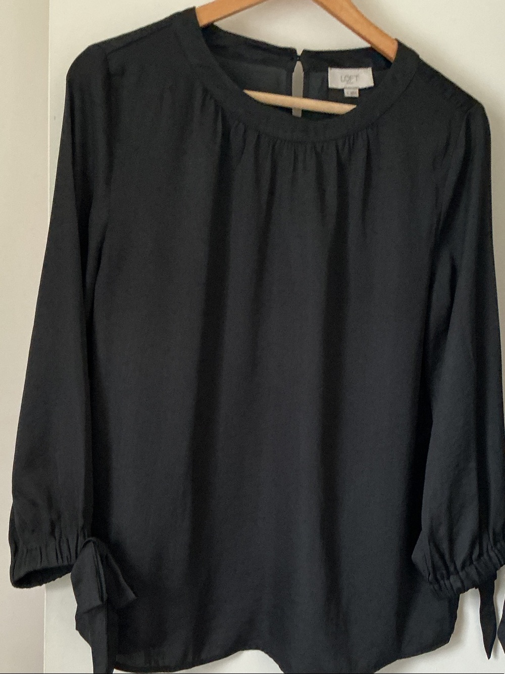 LOFT Black Tie-Sleeve Blouse